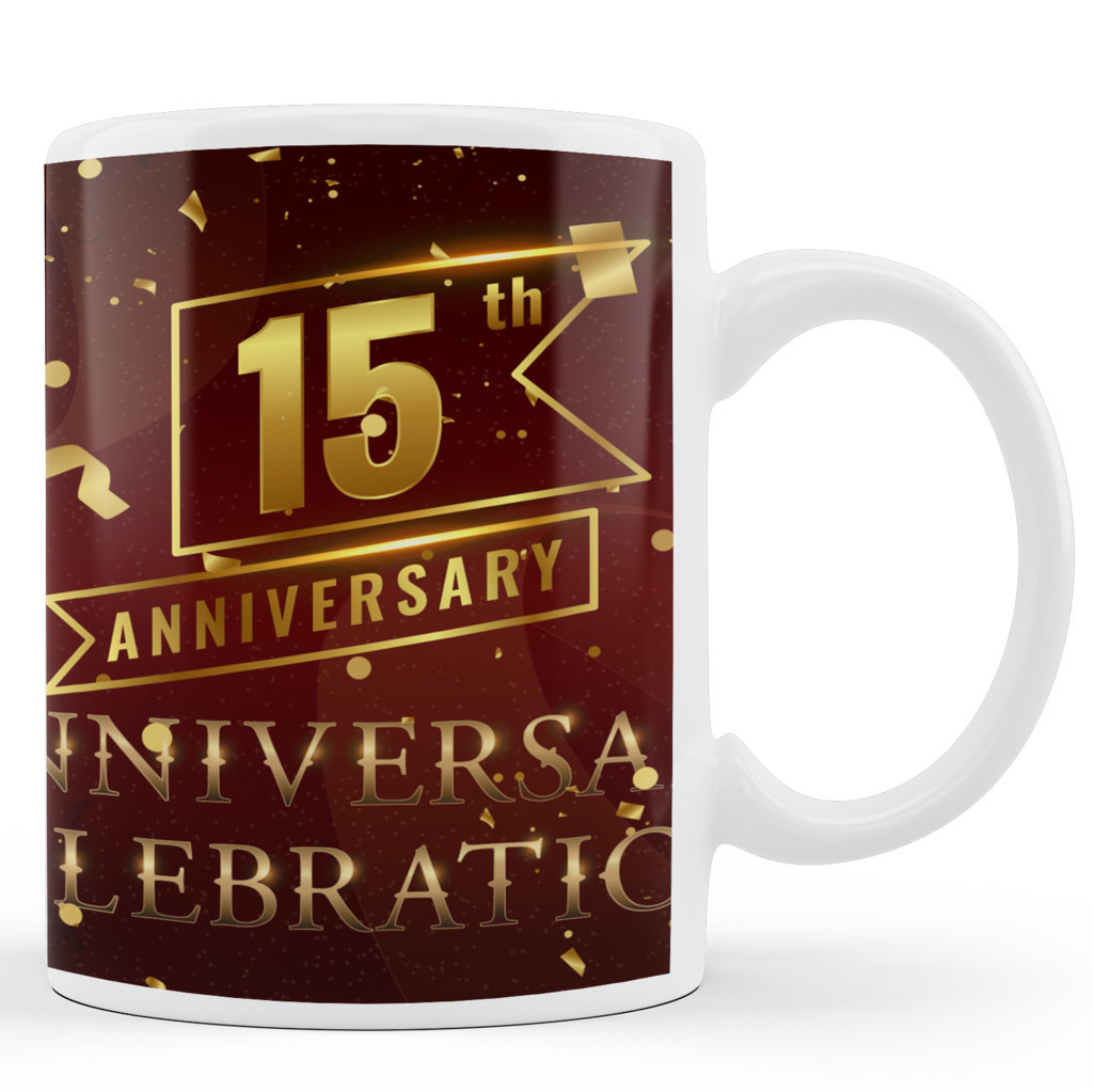 Personalised Printed Ceramic Coffee Mug | 15th  Anniversary  | Anniversary  l |  325 Ml 